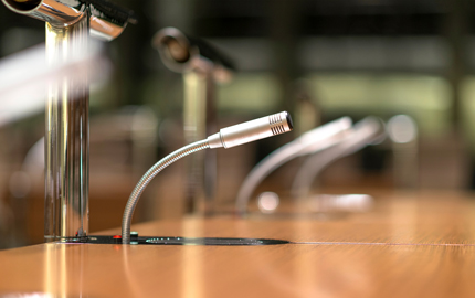 microphones on a conference table