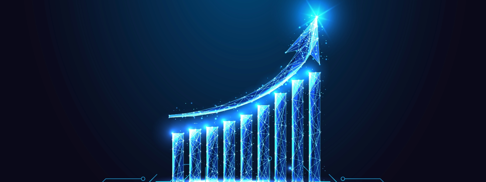 Decorative graphic depicting an arrow going up.